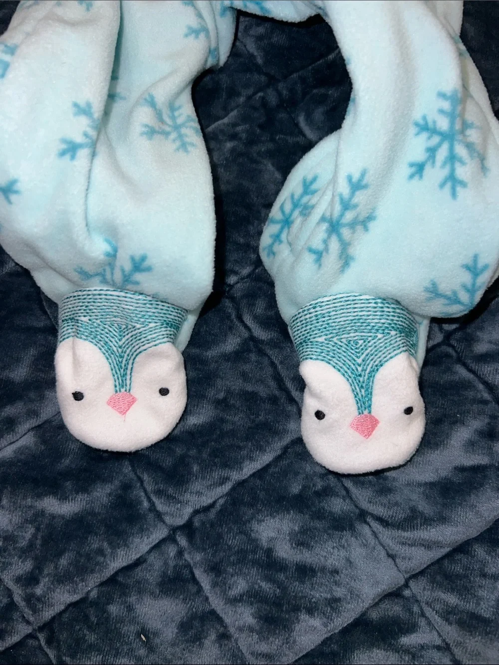 Carter's Light Blue Snowflake Fleece Footed One-Piece